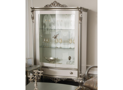 Classic Silver Display Case French Style Furniture Sideboard Glass Cabinet