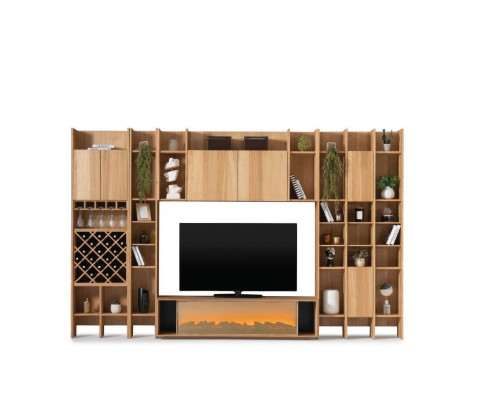 Living room furniture Set Designer Armchair 2x Wall unit Coffee table