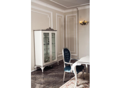 Display case White Glass Cabinet Design Classic Wardrobe Luxury Wood Furniture