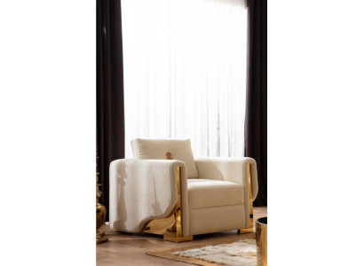 Design Single Seater Armchair Textile Living room Lounge Metal Luxury Design Sofa Furniture
