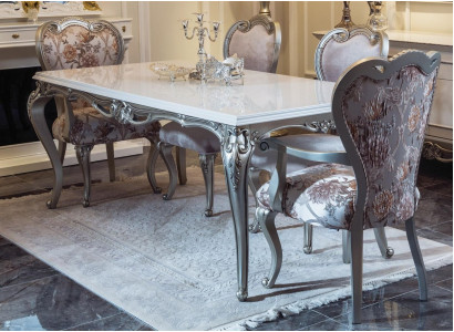 Classic r Dining table Silver Tables Baroque Rococo Table Dining room Furniture White