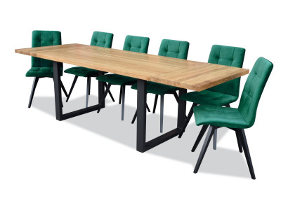 Design Dining Room Chair Set Metal Tables Armchair 6x Chairs Table Suite 7pcs.