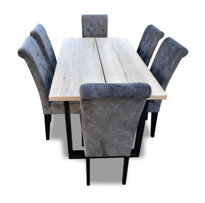 Classic Set Dining table + 6x Chairs Lehn Chair Suite Tables Dining room Group