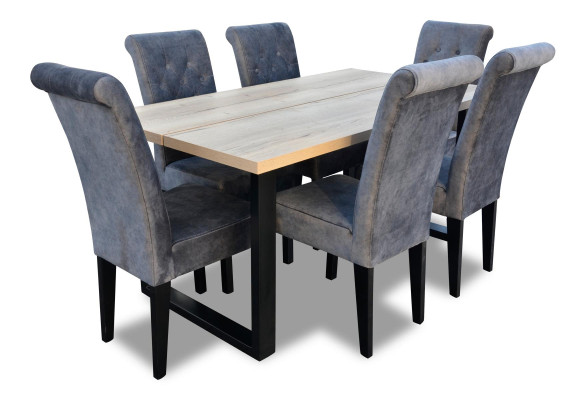 Classic Set Dining table + 6x Chairs Lehn Chair Suite Tables Dining room Group