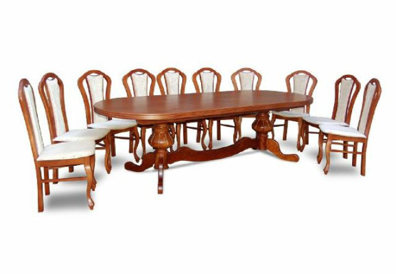 Dining table set consisting of a round table and 10x chairs