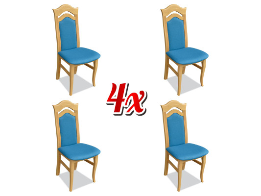Suite 4x Chairs Lehn Design Seat Upholstery Solid Wood Dining room Group Chair