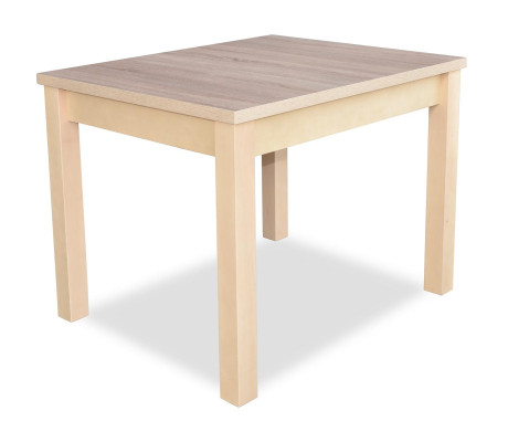 Stylish dining table with wooden llan top in beige color in modern dining room
