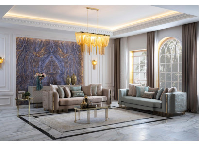 Stylish sofa set 2x sofas classic design furniture with armrests 4+3
