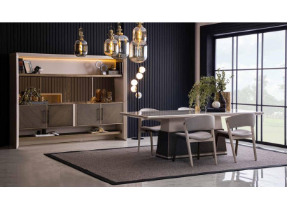 Luxury 6 Piece Dining room Set Dining table 4x Chairs Sideboard 6 Piece modern designer set