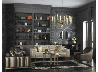 Design Sofa Set 3+2+1 Seater Modern Armchair Luxury Furniture Fabric Gold