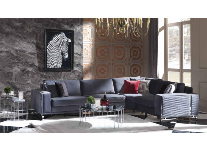Luxury corner sofa L-shape gray corner suite textile sofa couches design sofa