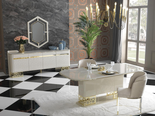 Luxury dining room set dining table with 4x armchair dining set dining set chair group