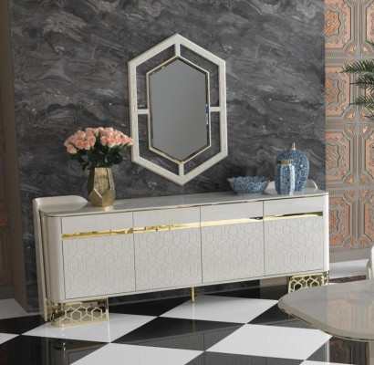 Sideboard Luxury Modern Design Living room High Quality Furniture Chest of drawers Mirror 2pcs