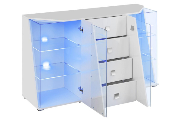 Modern Living room Set Luxury Chest of drawers Wall unit Display case new Furniture White