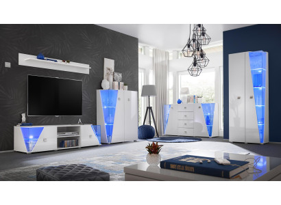 Wall unit set 5 pieces chest of drawers luxury TV lowboard modern living room design