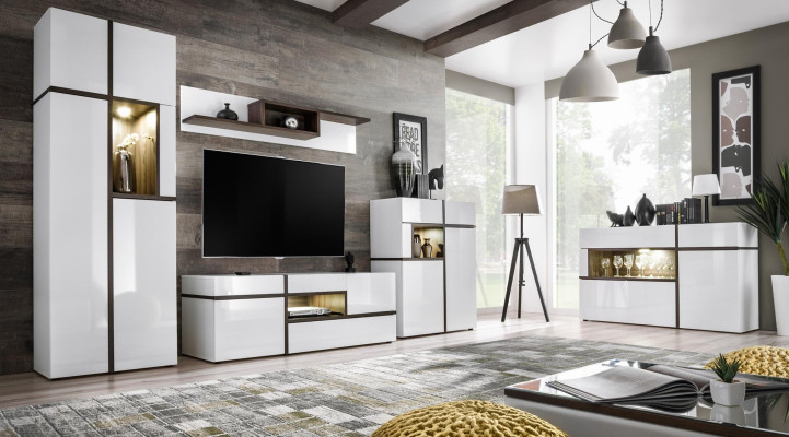 Set 5 pieces Living room TV Lowboard Wardrobe Wall units Wood Modern Furniture new