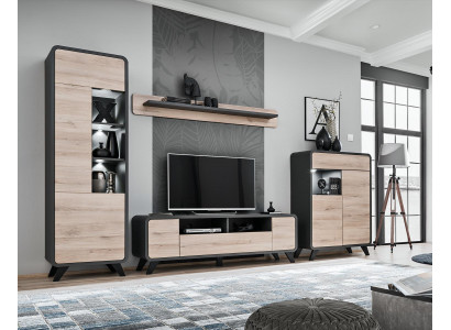 Living room Set Wall shelf TV lowboard wooden furniture 2x Display case Wall unit new