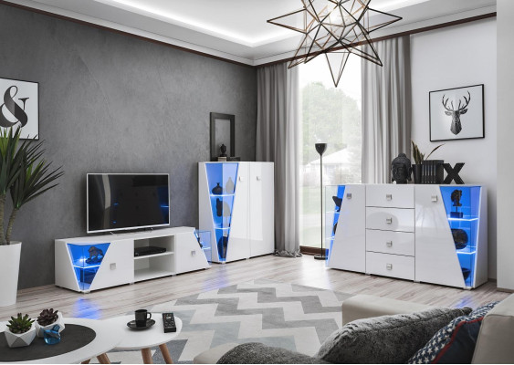 Modern Set TV Lowboard Design Wall unit Living room Luxury Suite 3pcs