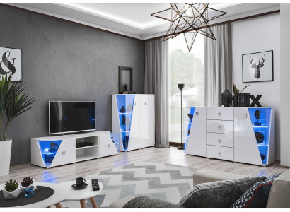 TV Lowboard Wall unit Living room Modern Furniture Lowboard White Display case