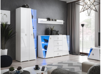 Luxury Wall unit Set Chest of drawers Living room Display case Wood Furniture Wall shelf 3 tl