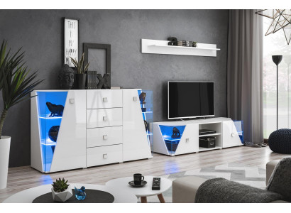 Living room Furniture Set Wall unit TV Lowboard Shelf Wood Luxury Chest of drawers new