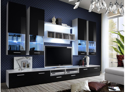 Wall unit Black Furniture Living room Designer Luxury TV Stand Wood Wall shelf