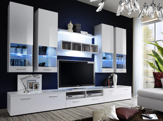 Wall unit tv stand sideboard designer modern living room shelves wood new