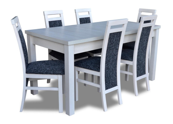 Table Dining room Suite Dining table Chair Set 7 pieces. Leather Wood Leaning Chairs new