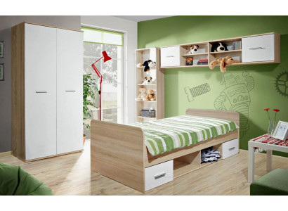 Childrens room Complete Bed Wardrobe Bookshelf Wall shelf Set 5 pcs
