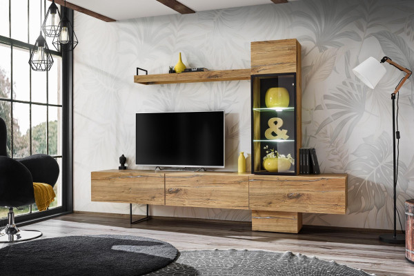 Wall unit Designer Living room Set Lowboard Wall shelf TV Lowboard new Furniture