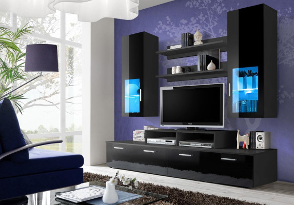Wall unit Wood Style Modern Luxury Living room Furniture Wall Cabinet Complete