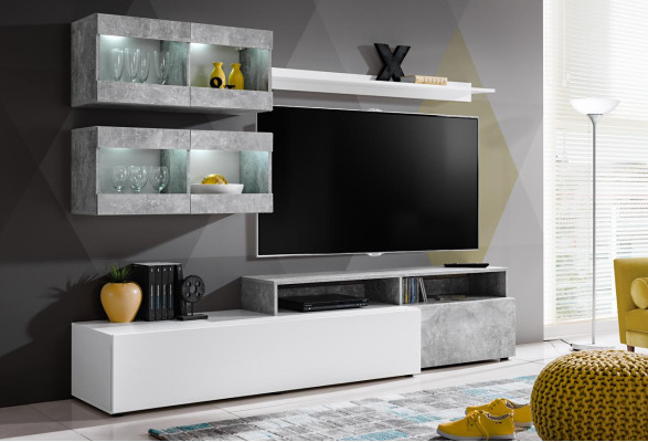 Modern Wall unit Gray Luxury Wall Cabinet Living room TV Stand Furniture