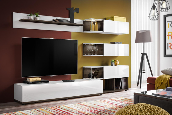 Wall unit Design Wall shelf TV Lowboard Shelf Living room Wood Furnishings