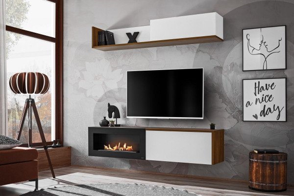 Living room TV stand with fireplace Wall unit Wall shelf Wood Furniture new
