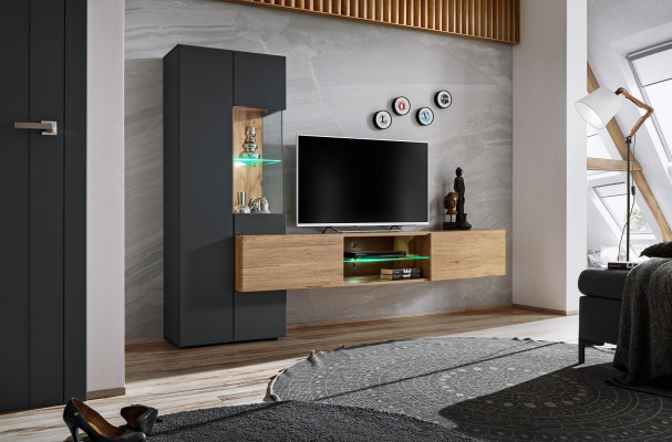 Gray Complete Wall unit Luxury Designer Shelf Living room new Furnishings