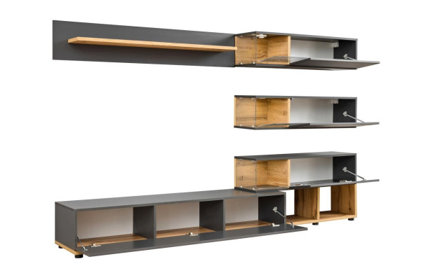 Luxury Wall unit Wall shelf Shelf Living room TV lowboard Modern Wood Designer