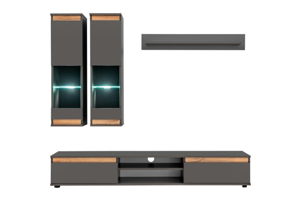 Luxury Wall unit tv stand Wood Designer Living room Gray Furniture wall cabinet