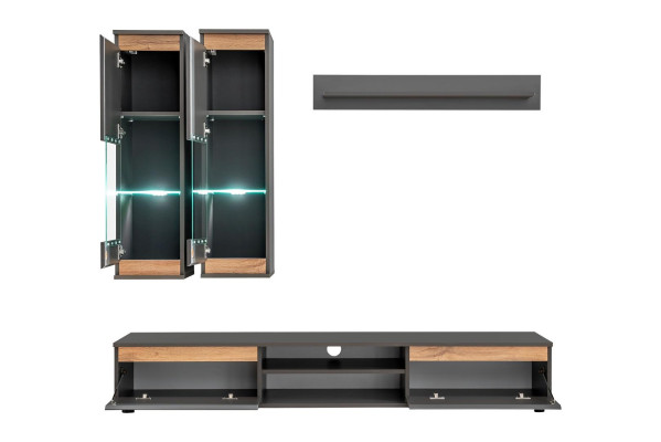 Luxury Wall unit tv stand Wood Designer Living room Gray Furniture wall cabinet