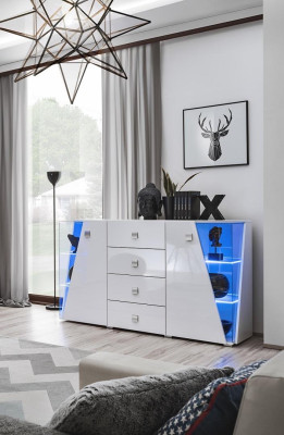 Designer White Chest of drawers Furnishings Living room Luxury Wood Furniture Modern new