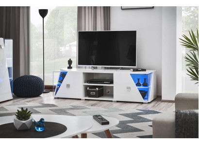 Wall unit TV Stand Wood Luxury Modern Furniture White Living room new