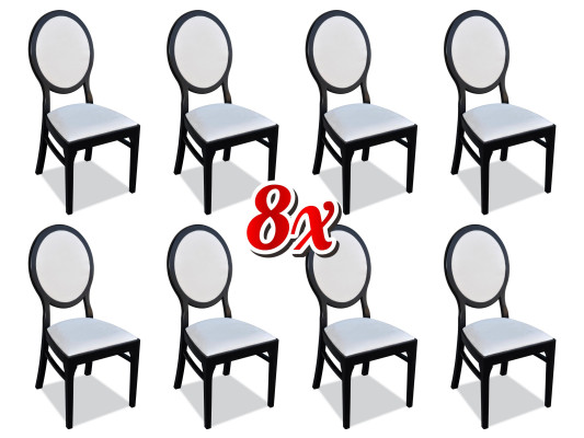 Set 8x Chair Design Armchair Upholstery Chairs Gastro Dining room Fabric Solid Wood