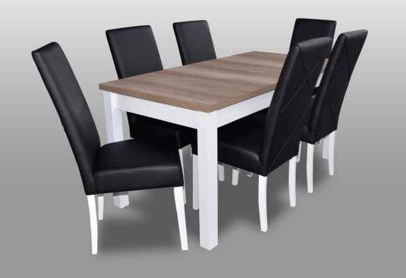 Complete Dining table 6 Chairs Dining room Set Ess Group Wood Leather Table Tables 7pcs