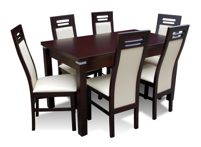 Wood Designer Dining Table + 6 Chairs Set Suite Room Group 7 pcs. Tables new