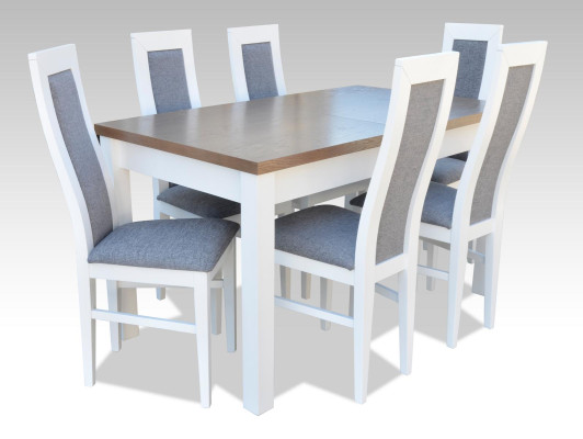 Luxury Dining room Set Suite 7pcs White Wood Furniture Chest of drawers 6x Chair Table Group