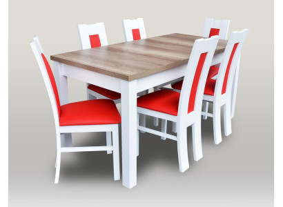 Dining room Set Suite 7 pcs. Red 6x Armchair Chair Table Complete Group Lehn