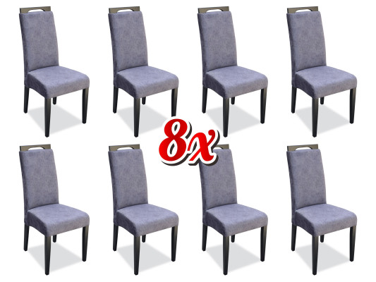Dining room Chairs Fabric Set 8x Armchair Textile Chair Designer Wood Upholstery Furniture