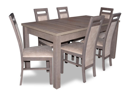 Noble Wood Table Suite Set 7 pieces. Living dining room 6x armchair chair seat