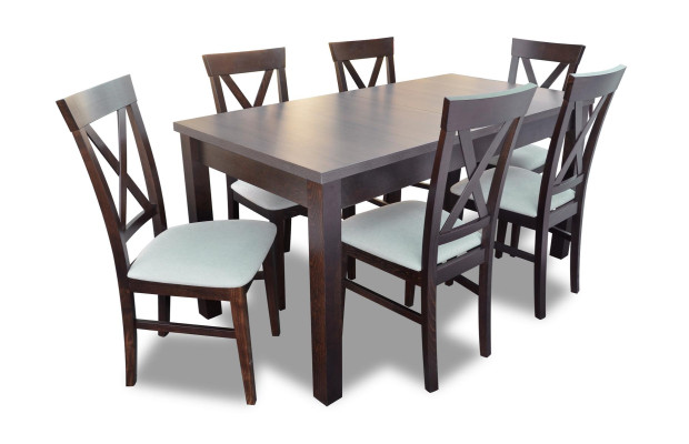 Real Wood Chairs Style Furniture Dining Table Table Chair Set Suite Chair Group 7 Pieces