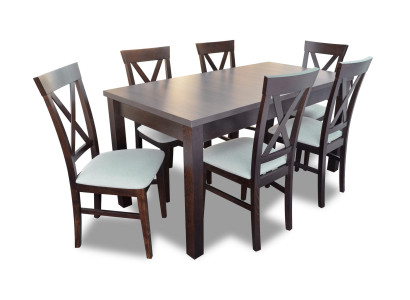 Real Wood Chairs Style Furniture Dining Table Table Chair Set Suite Chair Group 7 Pieces