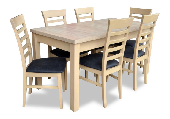 Design Luxury Dining room Furniture Dining Group Suite Complete Set 7pcs. Wood. Fabric